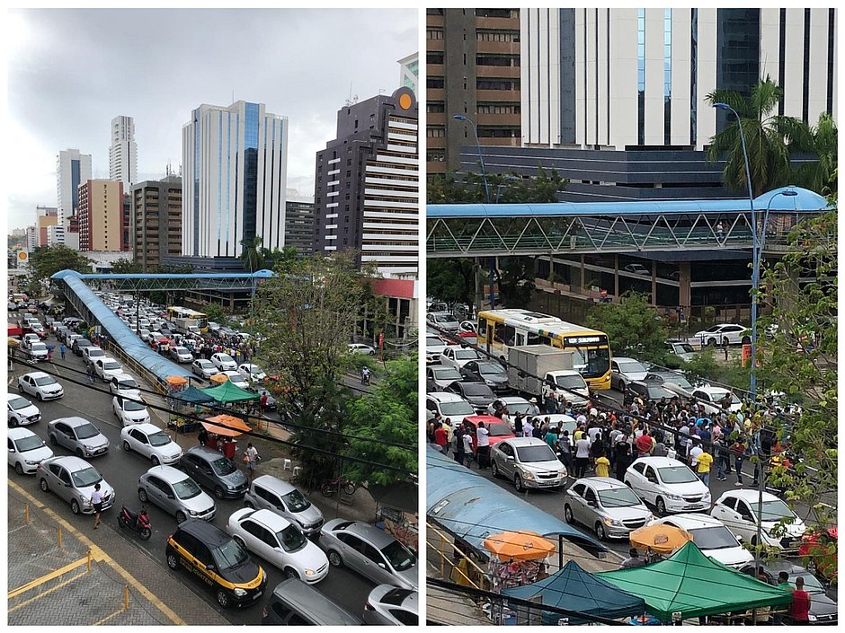 Motoristas por aplicativo fazem protesto contra categorias promocionais em Salvador.