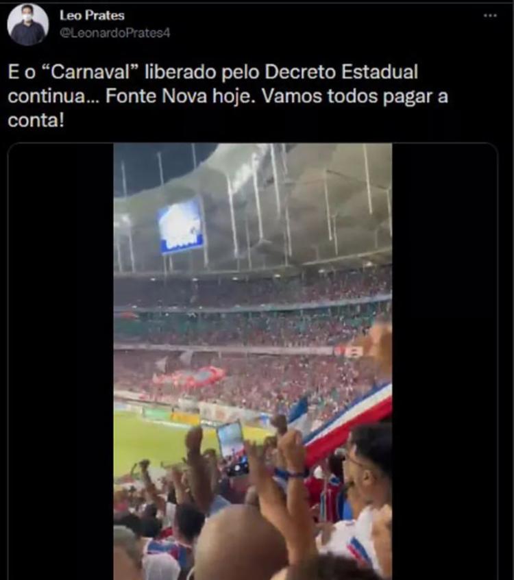 Leo Prates questiona decreto, compara estádio a ‘Carnaval’ e dispara: ‘Vamos todos pagar essa conta’