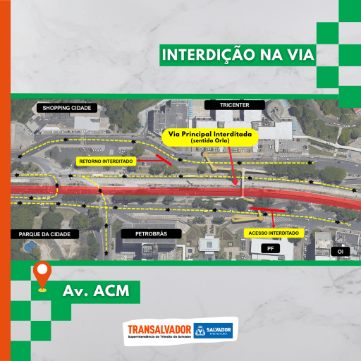 Trecho da Av. ACM, no Itaigara, é interditado neste fim de semana
