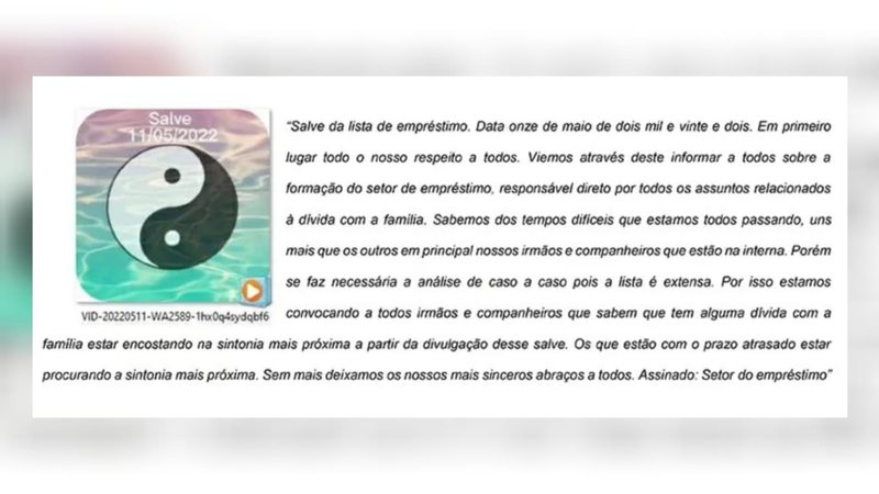 Facção criminosa tem setor de empréstimos e cobra dívidas de inadimplentes