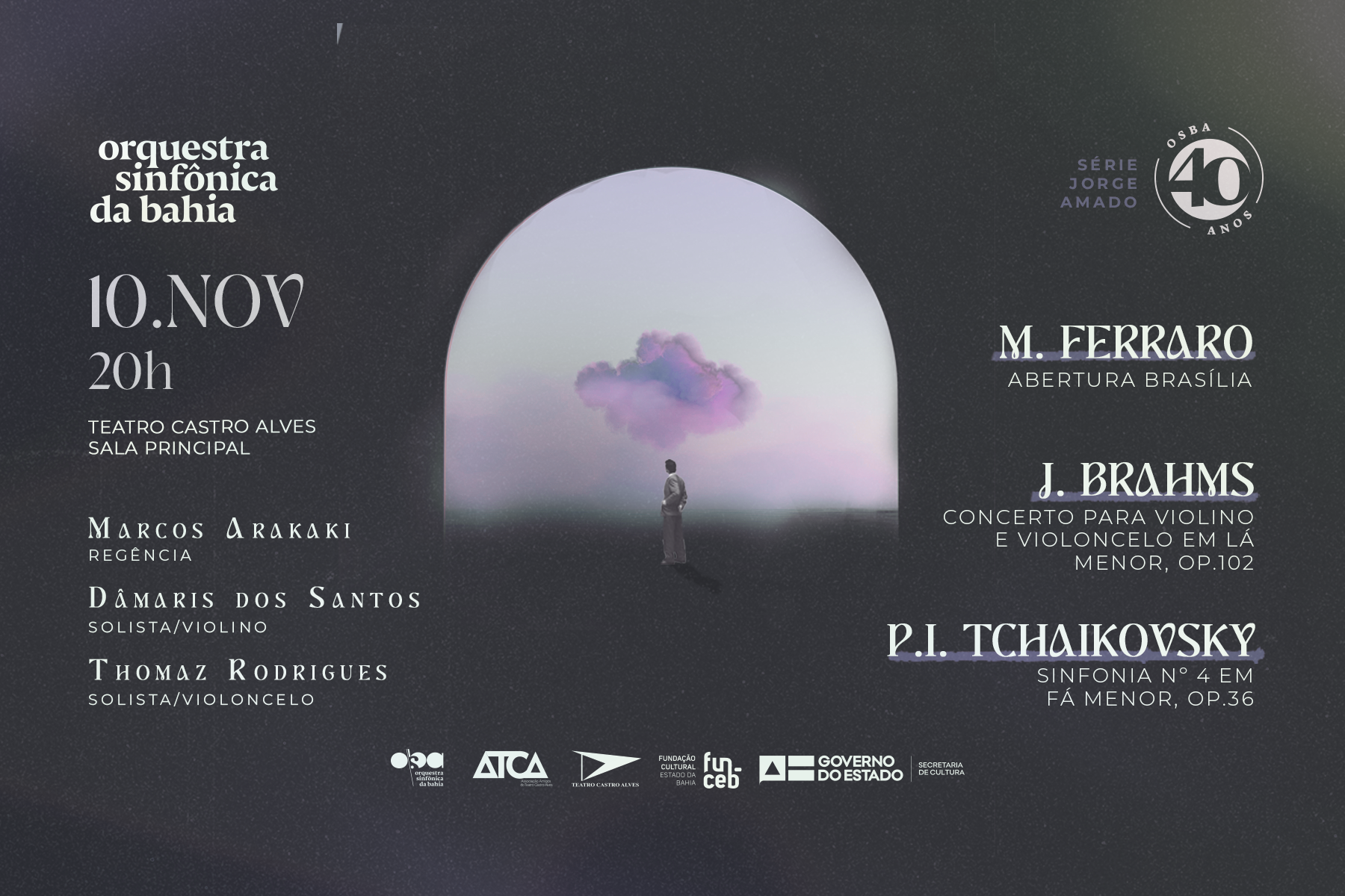 OSBA interpreta obras de Brahms e Tchaikovsky em concerto dia 10 no Teatro Castro Alves pela Série Jorge Amado