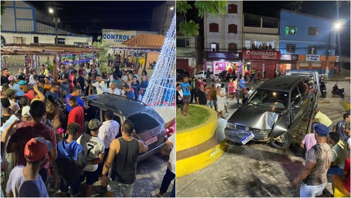 Ubatã: Carro desgovernado invade praça e atropela três pessoas