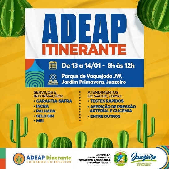 Juazeiro: Prefeitura vai realizar primeira edição do ‘Adeap Itinerante’ de 2023 no bairro Jardim Primavera
