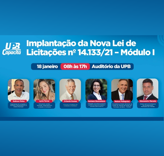 Implantação da Nova Lei de Licitações é tema do UPB Capacita