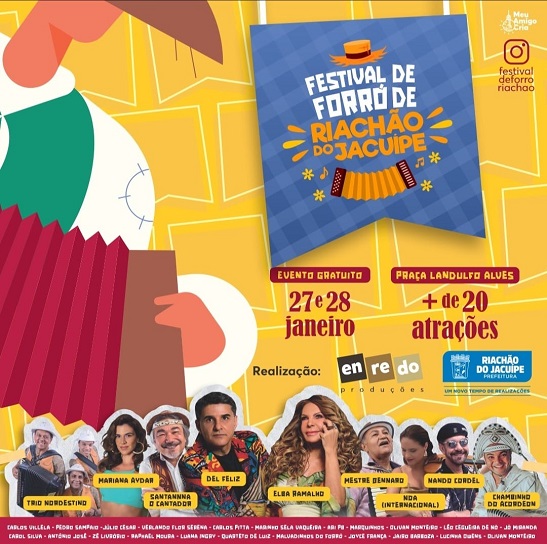 Riachão do Jacuípe: I° Festival Internacional de Forró terá Elba, Chambinho, Del Feliz, Trio Nordestino e a cantora a portuguesa Noa