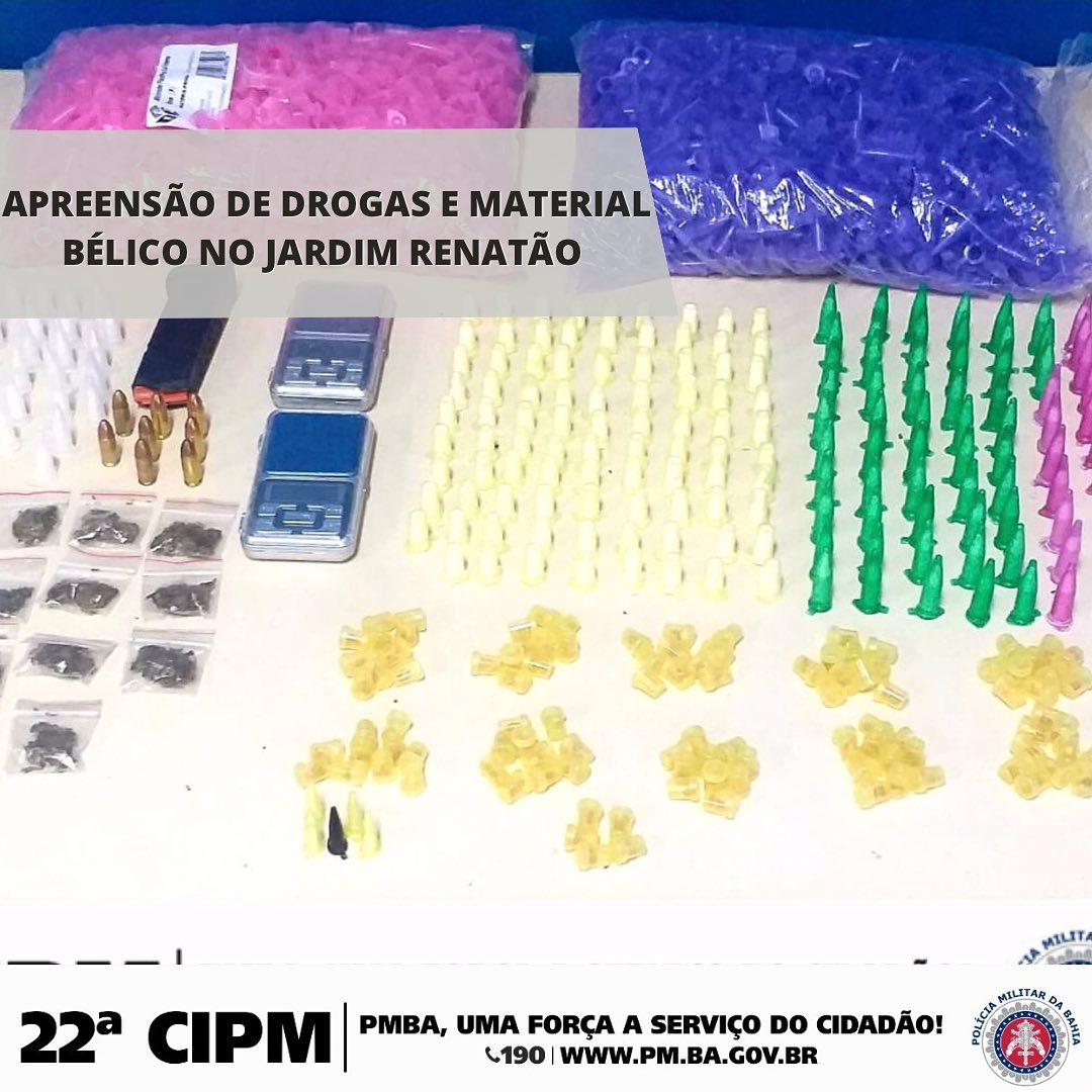 Guarnição do PETO apreende grande quantidade de drogas e armamento após troca de tiros em Simões Filho
