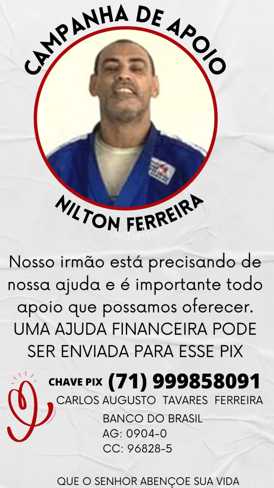 Atleta Baiano Nilton Ferreira Enfrenta Desafio de Saúde Após Incidente no Tatame