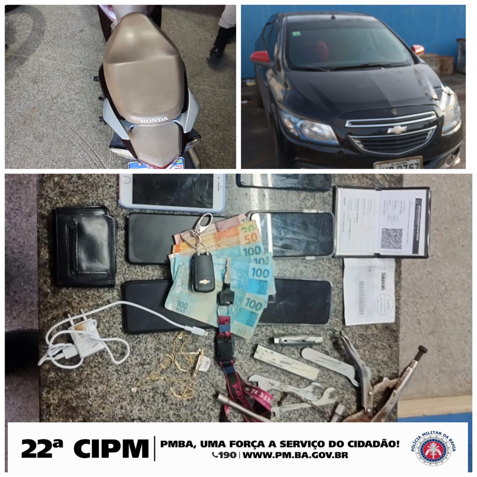 PM prende suspeitos, apreende droga e recupera veículo roubado em Simões Filho