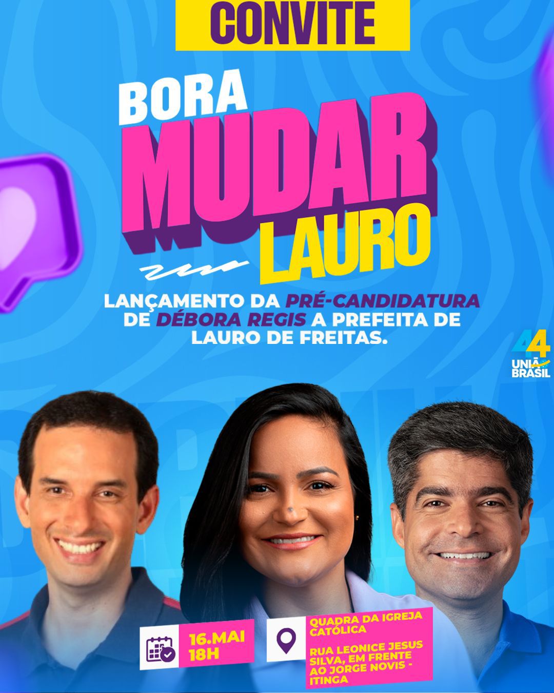 Lançamento da Candidatura de Débora Regis à Prefeitura de Lauro de Freitas Contará com Apoio de Líderes Políticos de Destaque