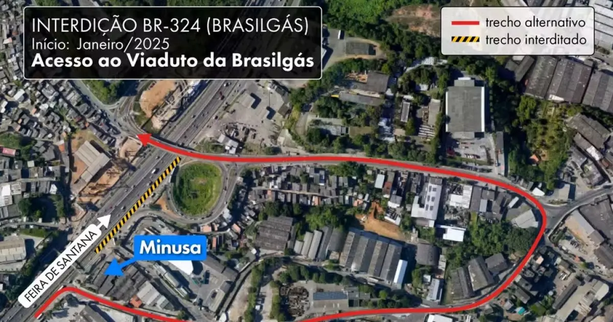 Mudanças no tráfego da BR-324 começam sábado para duplicação de adutora