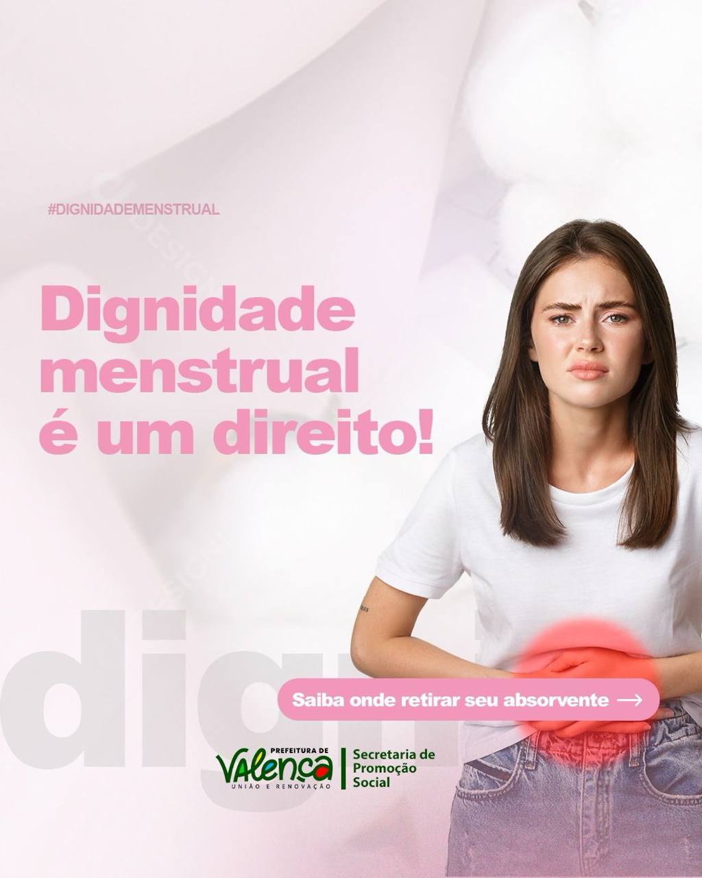 Programa Dignidade Menstrual garante absorventes gratuitos em Valença; veja como retirar