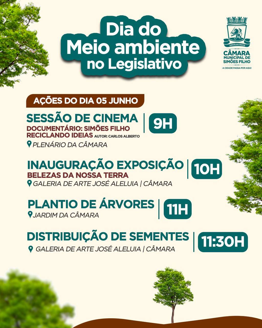 Câmara de Simões Filho promove ações pelo meio ambiente com filme, exposição e plantio