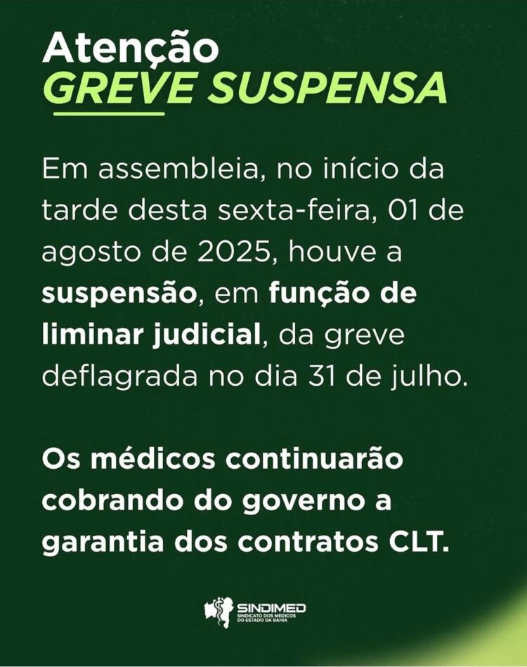 Justiça determina suspensão de movimento médico e impõe multa diária de R$ 50 mil ao Sindimed