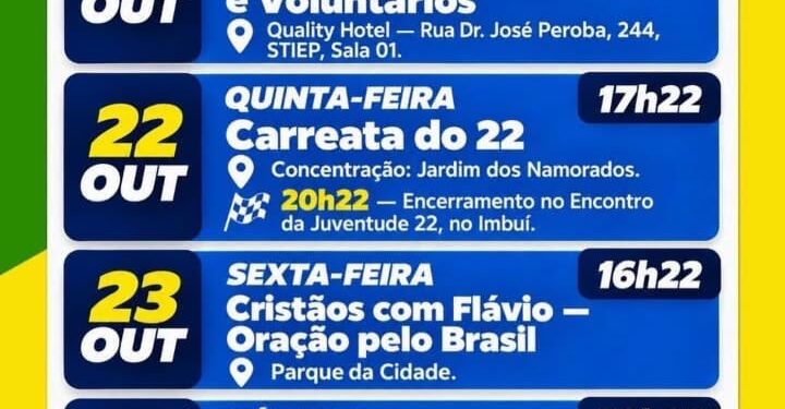 Campanha de Flávio Bolsonaro programa cinco atividades em Salvador até sábado